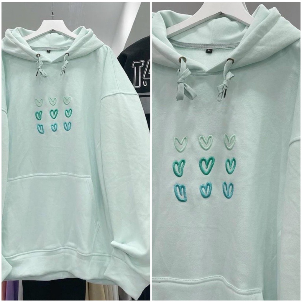 [VIDEOÁo Khoác Hoodie Nỉ Thêu Tim Có Nón Mũ Rộng Unisex Hàn Quốc Cặp Đôi Nam Nữ Siêu Xinh - Freeship Rẻ Đẹp - Chống Nắng