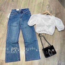 Áo Croptop Cổ V Nhúm Ngực_Xưởng May Quang Anh
