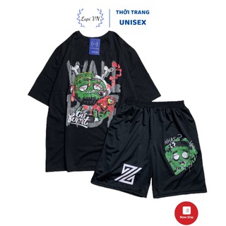 Set Đồ Bộ chữ Z Mặt Qủy cartoon 3D Cute-Lapi VN Áo+ Quần Đùi Vải Thun Cotton Thoáng Mát, Freesize Đến 70kg