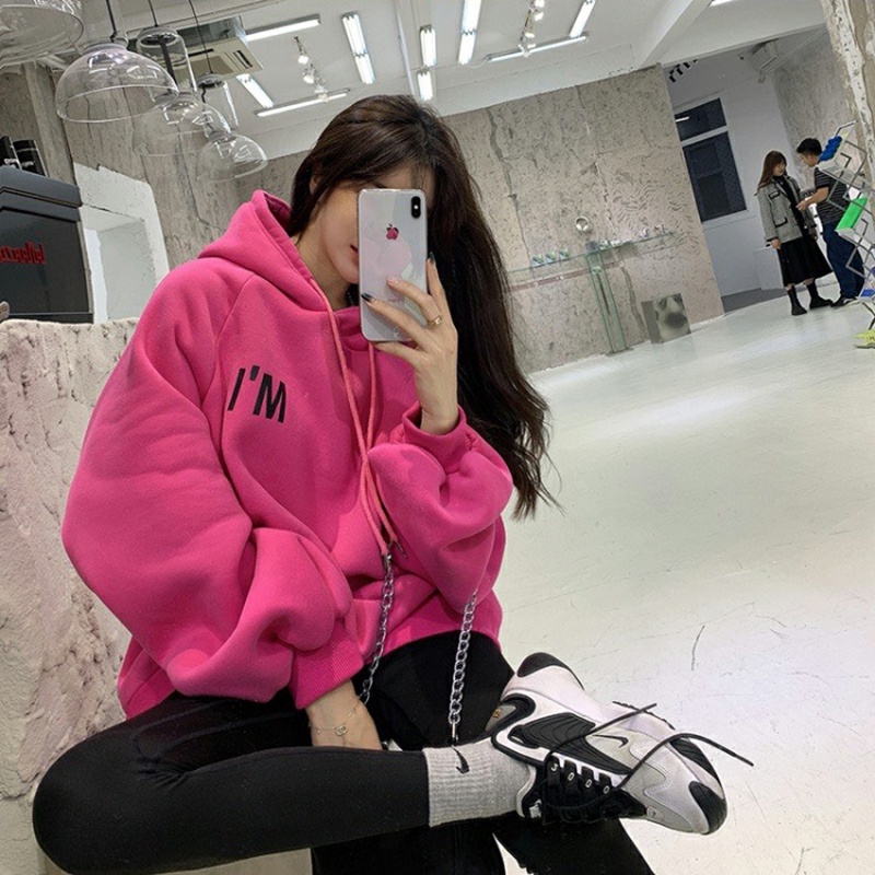 Áo hoodie nữ form rộng THINK I'M FAILING, áo hoodie form rộng nữ màu xám, hồng thời trang quảng châu chất đẹp | BigBuy360 - bigbuy360.vn