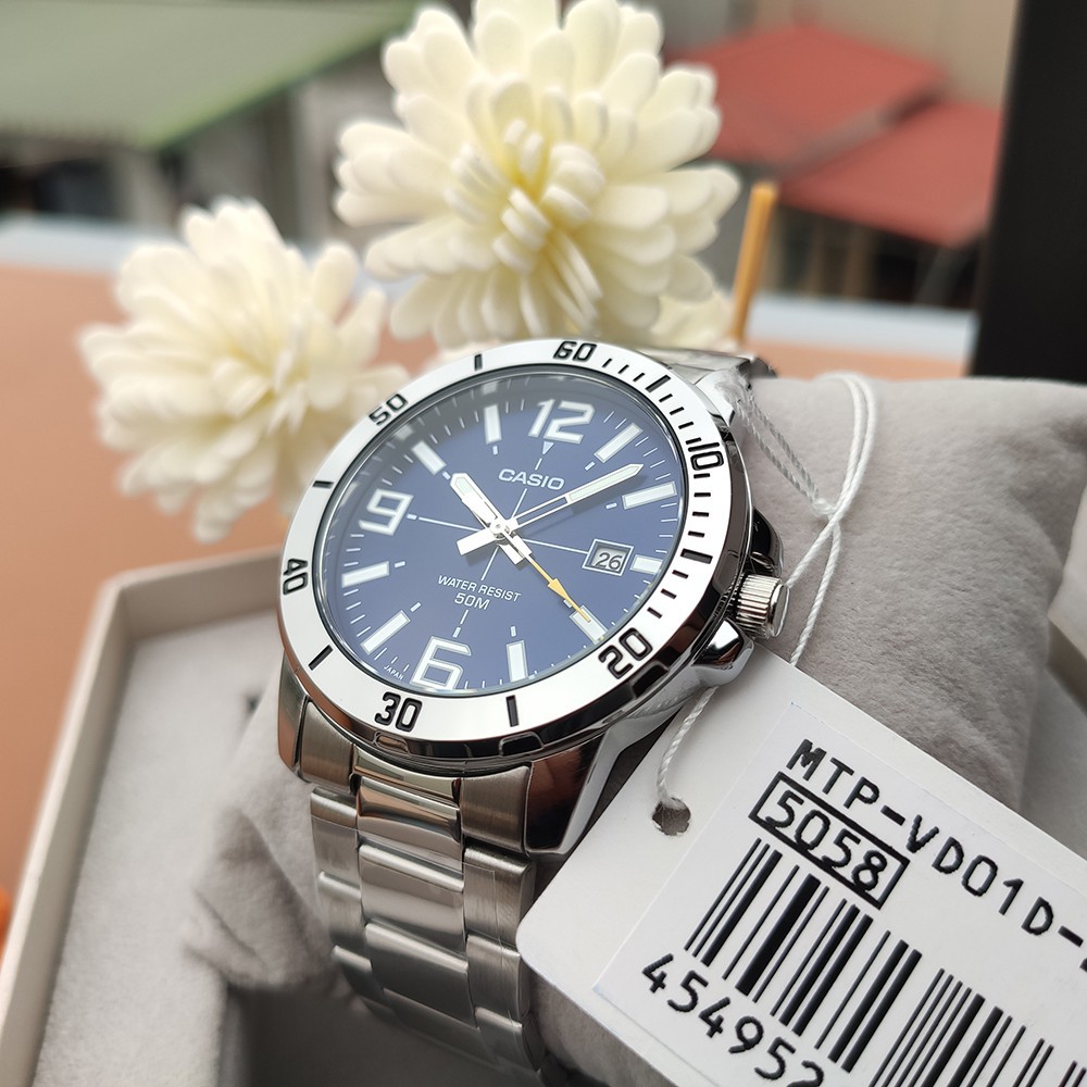 Đồng hồ nam Casio 💖𝐅𝐑𝐄𝐄𝐒𝐇𝐈𝐏💖 Đồng hồ Casio MTP-VD01D-2BVUDF dây thép size to | BigBuy360 - bigbuy360.vn