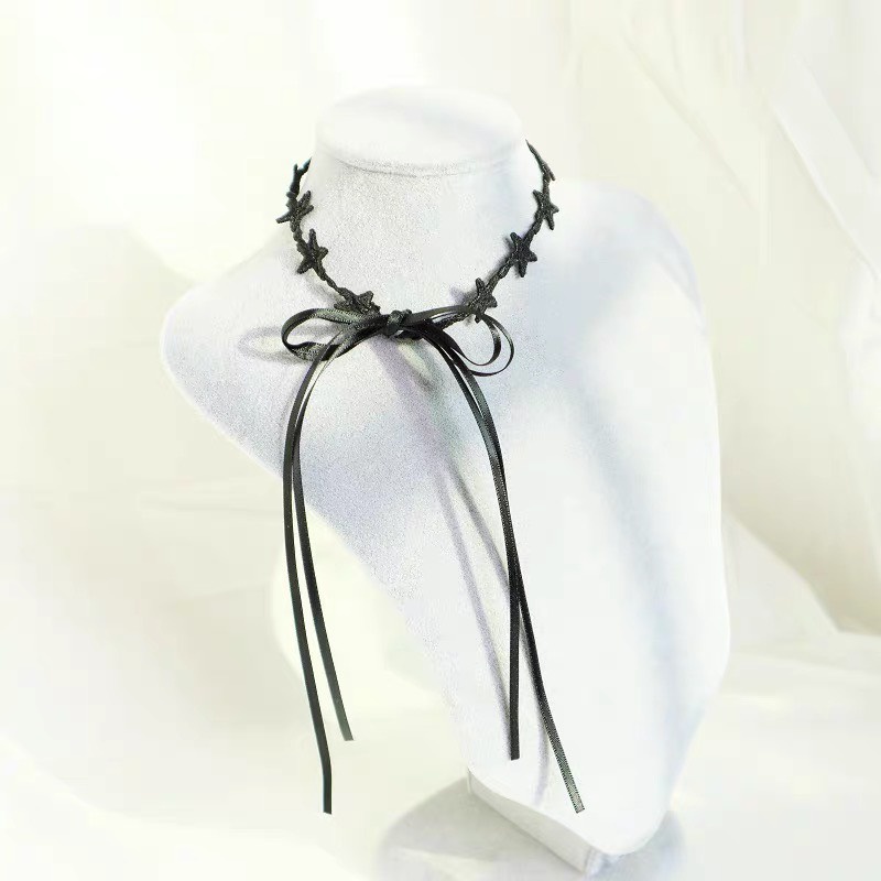 Choker vải dây buộc Choker vòng cổ hình ngôi sao đơn giản cá tính