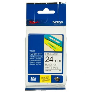 Băng Keo Tze251 24mm X 8m Màu Trắng / Đen Cho Máy In Brother Nhãn Tze-251