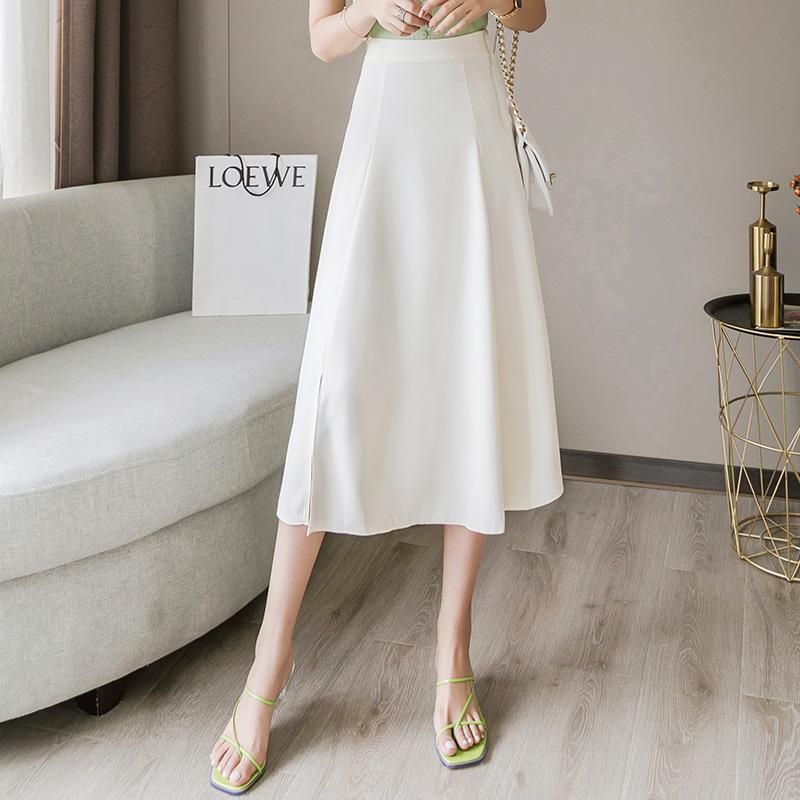 Chân Váy Midi Chữ A Lưng Cao Xẻ Tà Có Size Lớn 40-100KG C8741 Cho Nữ