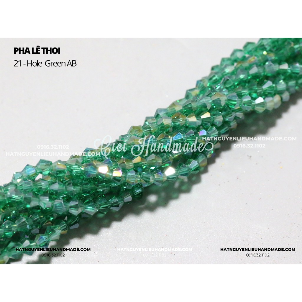 Bó 5 dây Pha lê thoi (xanh) 4mm link 2/2 Cici Handmade chuyên hạt đá hạt pha lê hạt cườm hạt trang sức nguyên liệu DIY