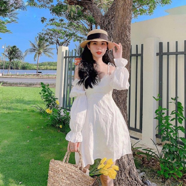 Đầm hai dây rớt vai tay bo - Chang2 Dress | BigBuy360 - bigbuy360.vn