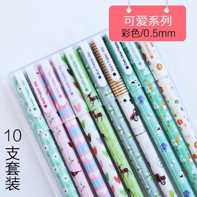 Set 10 bút gel ngòi 0.5mm nhiều màu sắc dễ thương A723