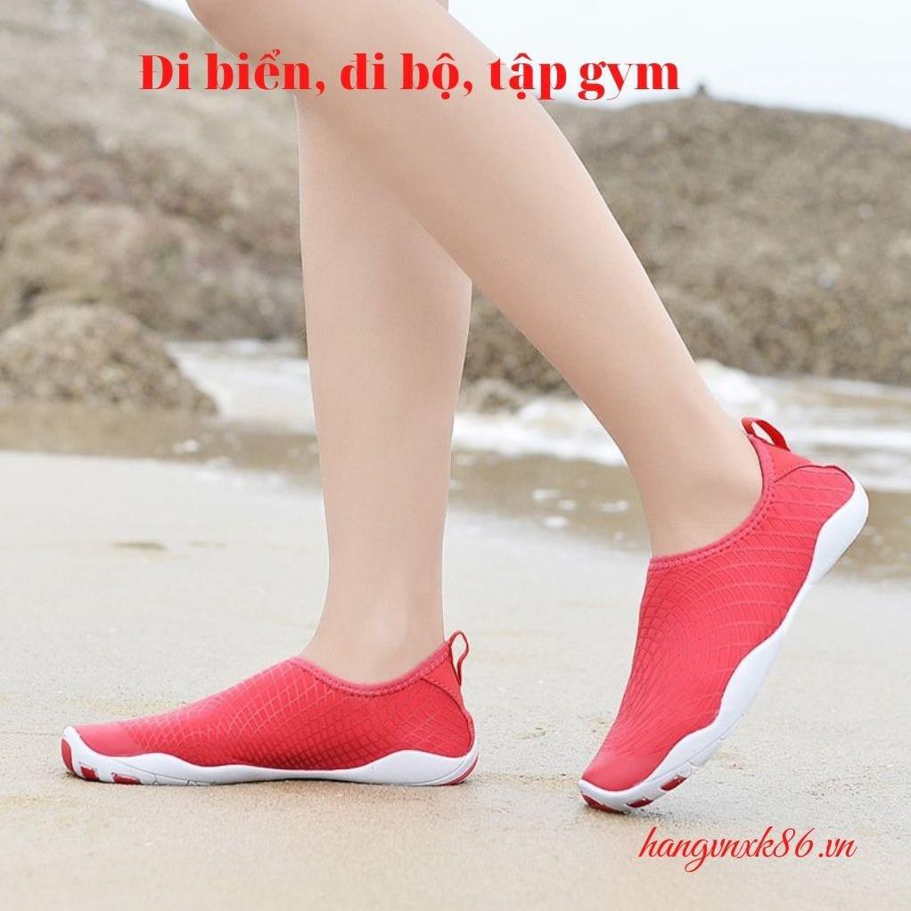 Giày đi bơi, giày đi biển, đế cao su co giãn, siêu ôm, chống trơn trượt, bảo vệ chân màu hồng cam -h91