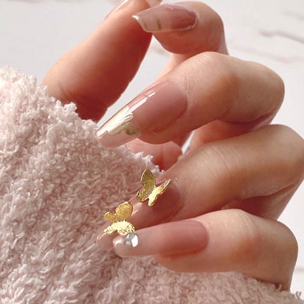 Hạt Kim Loại Hình Bướm Lấp Lánh Phụ Kiện Trang Trí Móng Tay