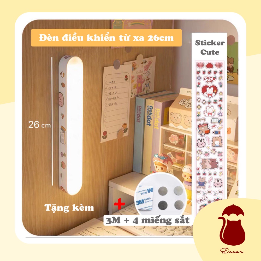 Đèn LED cảm ứng có điều khiển Ô DECOR chống cận có remote tự động cảm biến pin tích điện đèn bàn học trang điểm