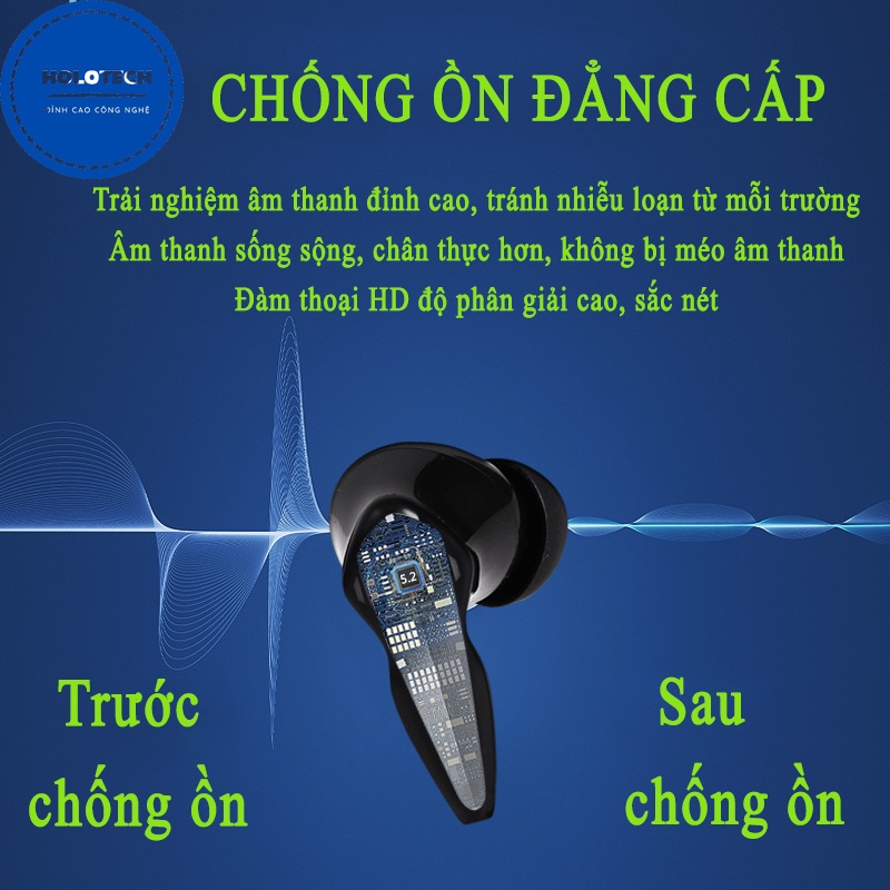 Tai Nghe Chơi Game HOLOCOM K86 Pro Bluetooth 5.2 Không Dây Có Mic Đàm Thoại Pin Khủng Âm Bass Mạnh Mẽ - Độ Trễ Cực Thấp