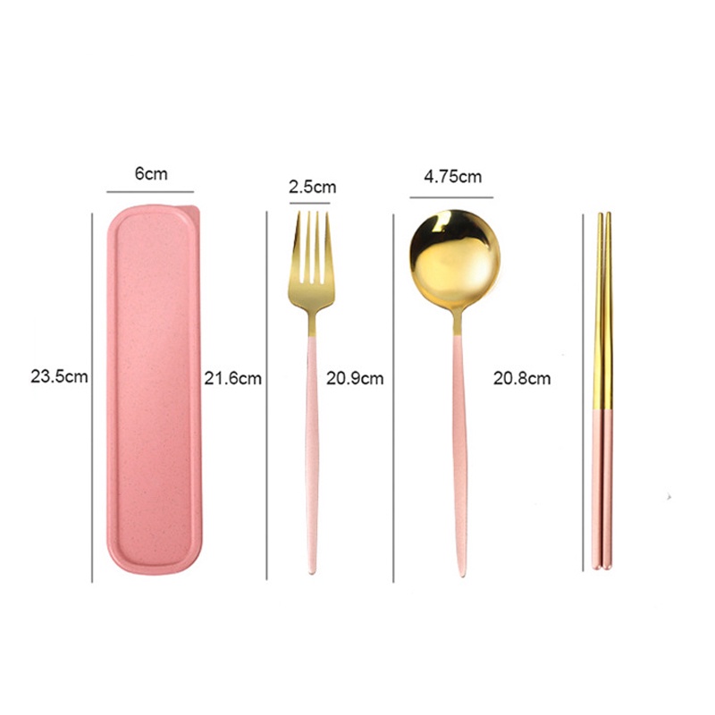 Bộ đũa muỗng nĩa thìa inox 304 dụng cụ ăn cơm trưa văn phòng dã ngoại cá nhân