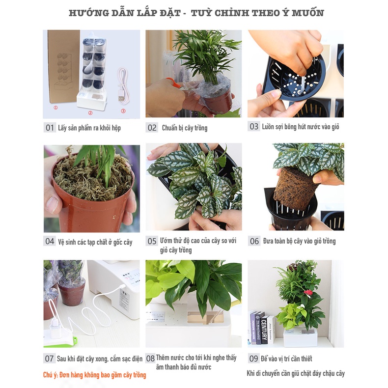 Máy trồng cây tự tưới Oliz Z1 - Chậu cây để bàn. Trang trí nhà cửa, văn phòng