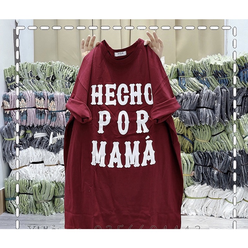 Áo phông cotton khô chữ  Por mama áo thun tay lỡ nam nữ over size