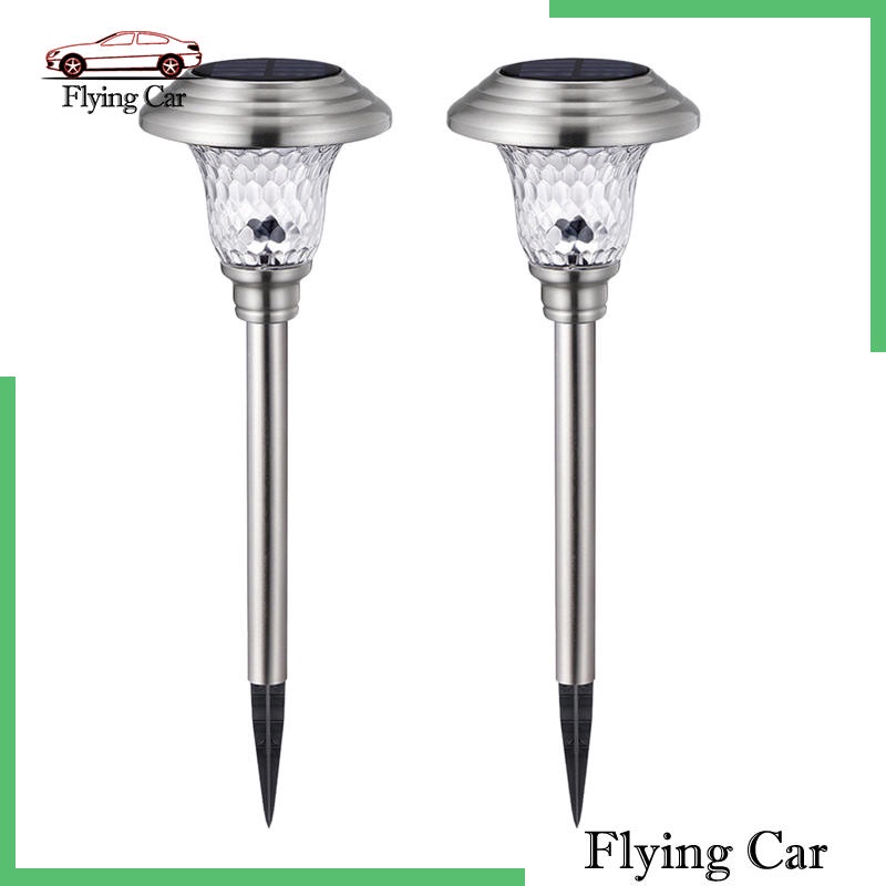 2 đèn cắm lối đi sân vườn dùng năng lượng mặt trời bằng thép không gỉ