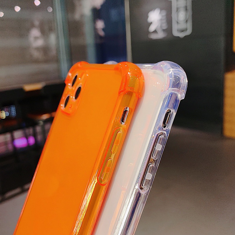 Ôp Điện Thoại Silicon Dẻo Trong Suốt Màu Huỳnh Quang Có Túi Khí Chống Sốc Cho iphone 15 14 13 12 11 pro max xs xr x 8 + 7 plus Ốp