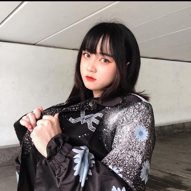 Áo Jacket Dù Hoạ Tiết 3D Nút Bấm DAISY  Dây Rút Ảnh Thật