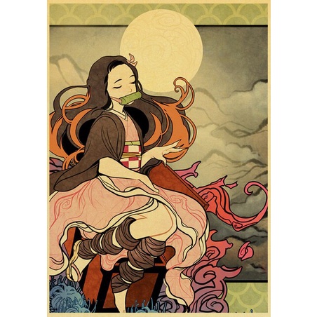 Tranh Dán Nhật Bản Phim Demon Slayer Mugen Tàu Anime Poster Kimetsu No Yaiba: mugen Ressha-Tranh Nghệ Thuật Ms: 344