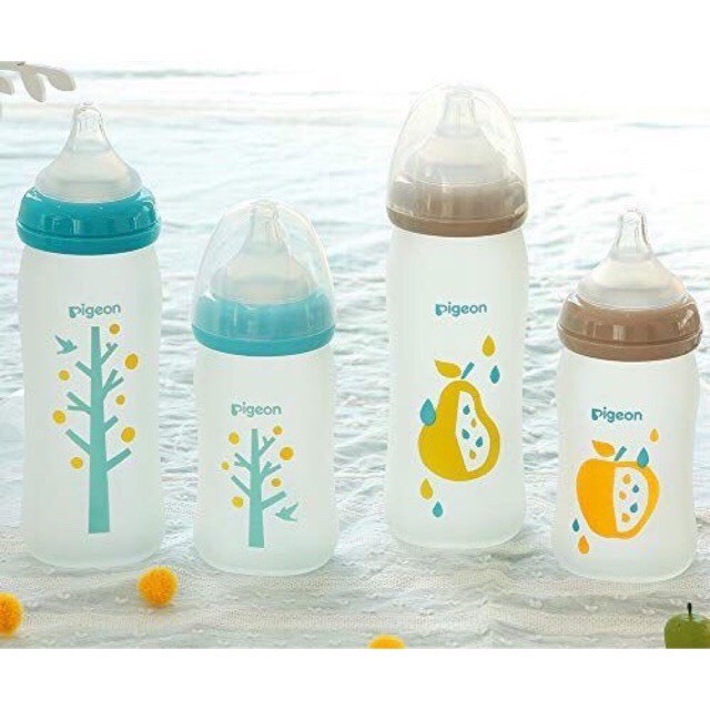 [CHÍNH HÃNG] Bình sữa thủy tinh silicon Cây Xanh Pigeon 160ml/240ml