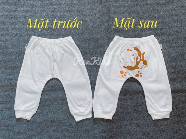 COMBO 3 Quần dài trắng mặc tã, in mông chất thun 100% cotton mịn mát cho bé (s1-s6)