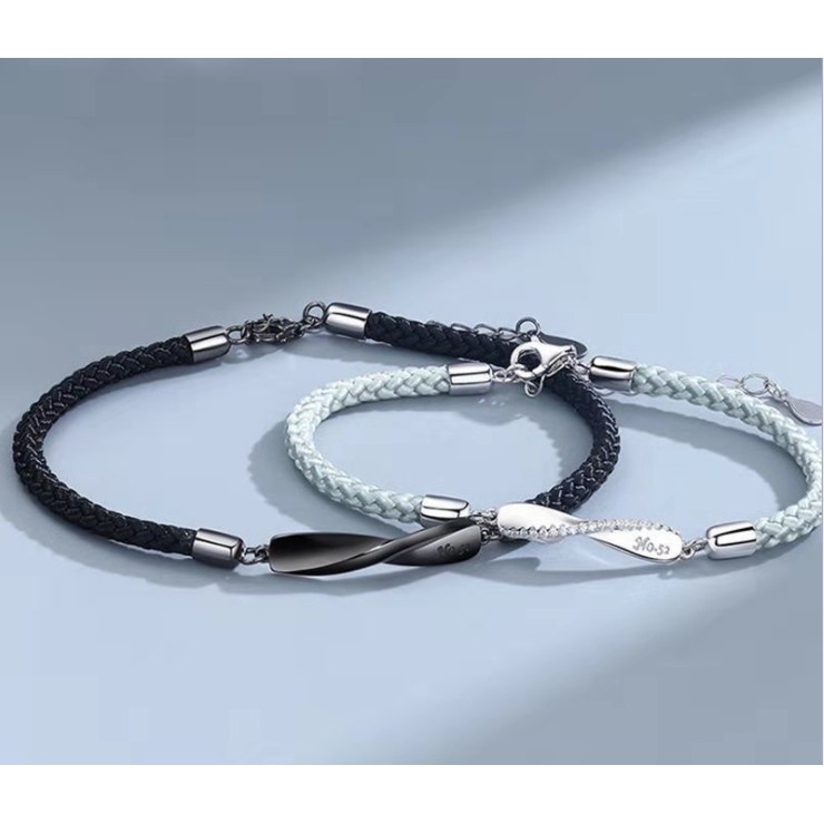 [Coisíní] S925 Siliver Mobius  Bracelet High Quality Milan Rope For Couple Braided Hand Rope Gift For Boyfriend And Girlfriend