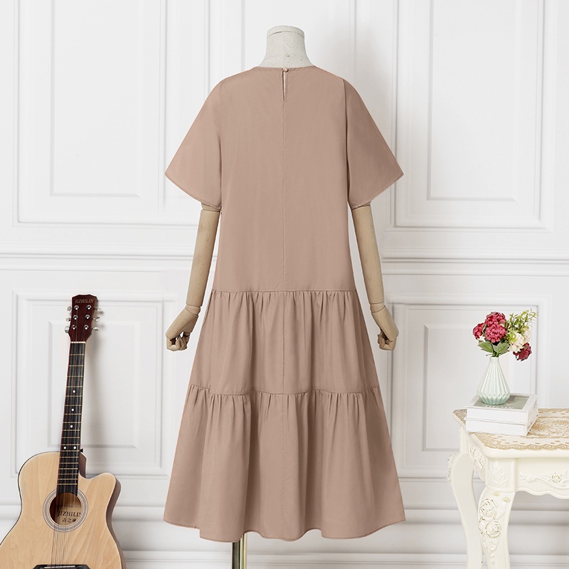 Đầm nữ ZANZEA tay lỡ cổ tròn thanh lịch thời trang