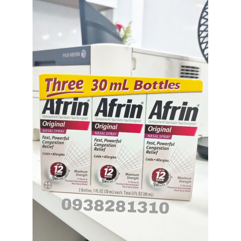 Afrin Original Maximum Strength 12 Hour Nasal Congestion Relief Spray 30 mL