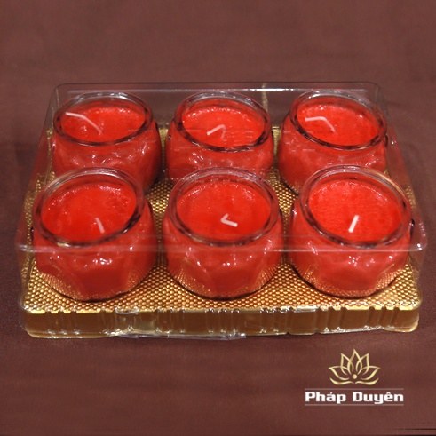 Cốc Nến Thờ Hoa Sen Sáp Bơ Thực Vật Màu Vàng & Đỏ, Cháy 24 giờ, An Toàn Tinh Khiết