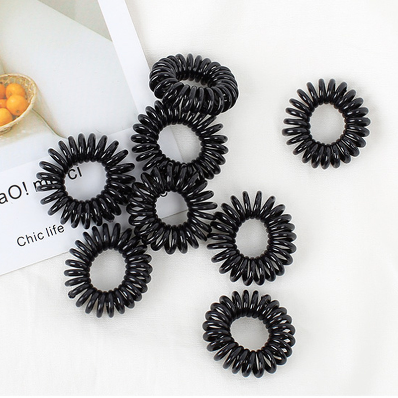 Dây Buộc Tóc Dạng Lò Xo Co Giãn Màu Đen Độc Đáo Cho Nữ