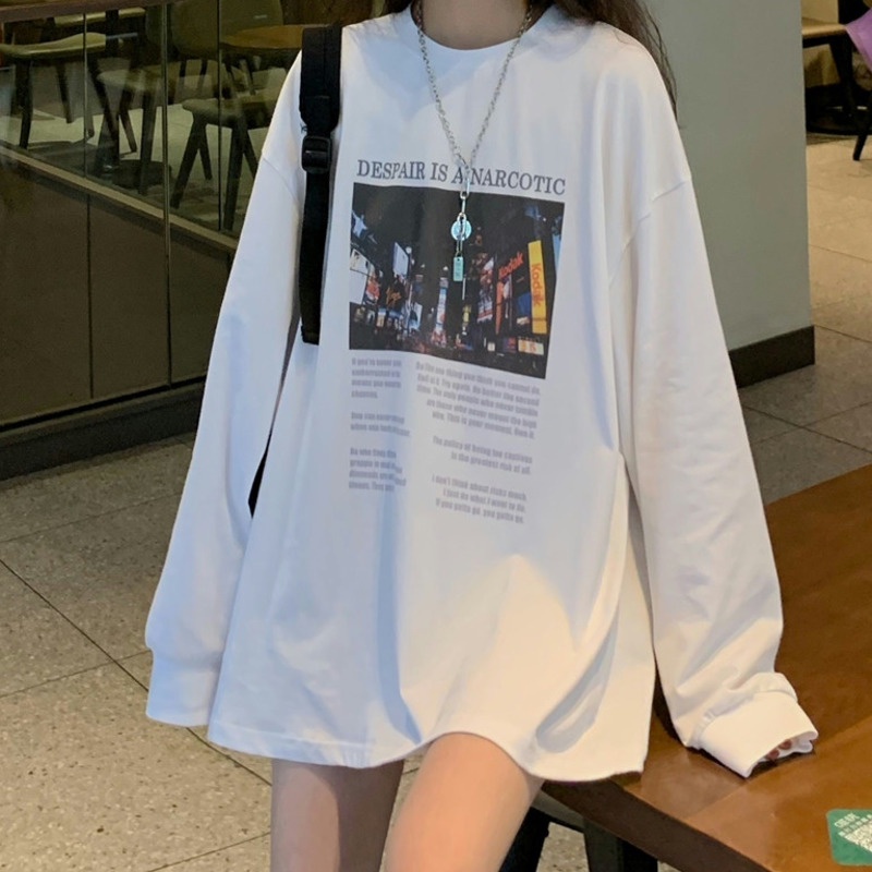 Áo sweater cổ tròn tay dài phong cách Hàn Quốc trẻ trung | BigBuy360 - bigbuy360.vn