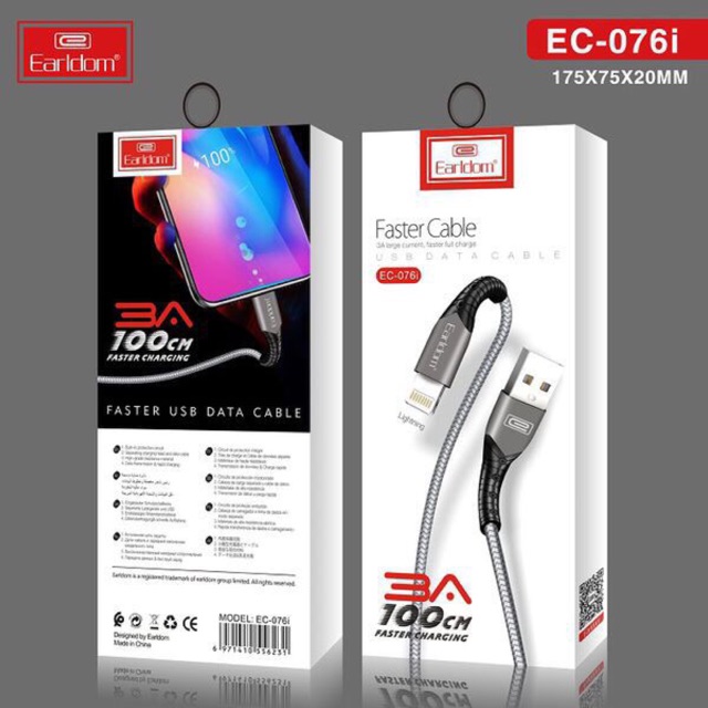 [ Rẻ Vô Địch] Cáp Sạc Dù earldom EC - 076 ( sạc nhanh 3A)