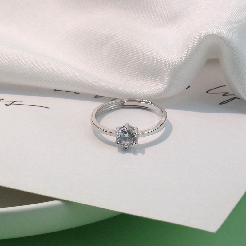 Nhẫn nữ mặt đá màu bạc có thể điều chỉnh Nàng Thơ Accessories