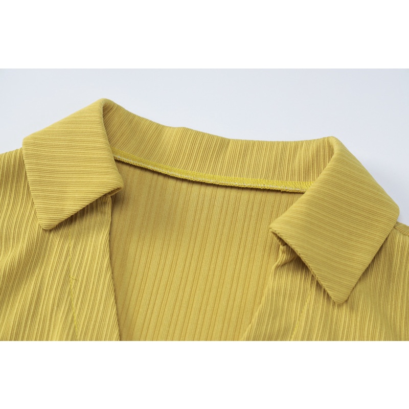 Set Áo Thun Ngắn Tay Cổ Polo Phối Chân Váy Lưng Cao Xẻ Tà Thời Trang Trẻ Trung Cho Nữ