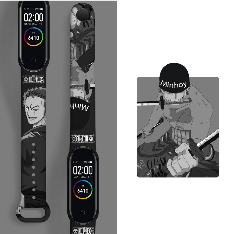Dây Đeo Silicon Họa Tiết Hoạt Hình One Piece Cho Đồng Hồ Thông Minh Xiaomi Mi Band 3 / 4 / 5 / 6 / 7 HT3