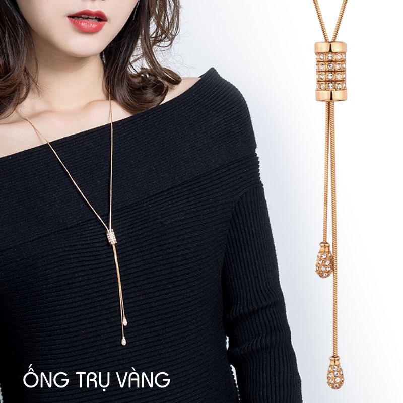 Dây chuyền dài ống tre lấp lánh MYL-OT521