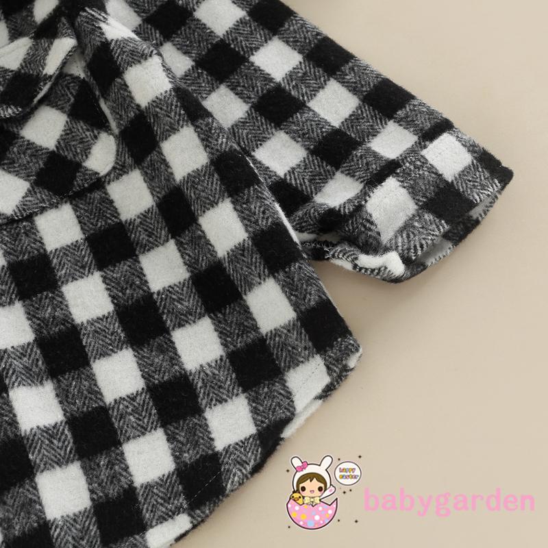 Áo Sơ Mi Tay Dài Cổ Bẻ In Họa Tiết Kẻ Ô Phối Hàng Nút Thời Trang Xuân Thu Cho Bé Trai 1-5 Tuổi