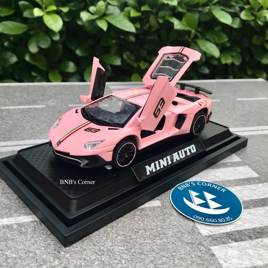 Mô hình xe 1:32 Lamborghini Aventador LP780 hãng MiniAuto màu hồng | xám