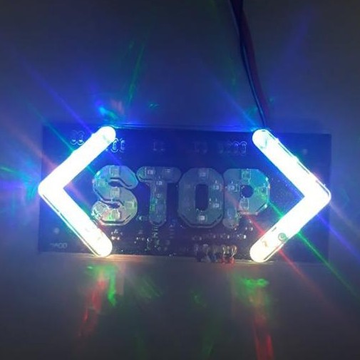 biển đèn led STOP trang trí oto các loại nhấp nháy 7 màu chạy 12vxc\'