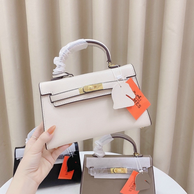 Túi H khuy vàng kèm ổ khoá 22cm