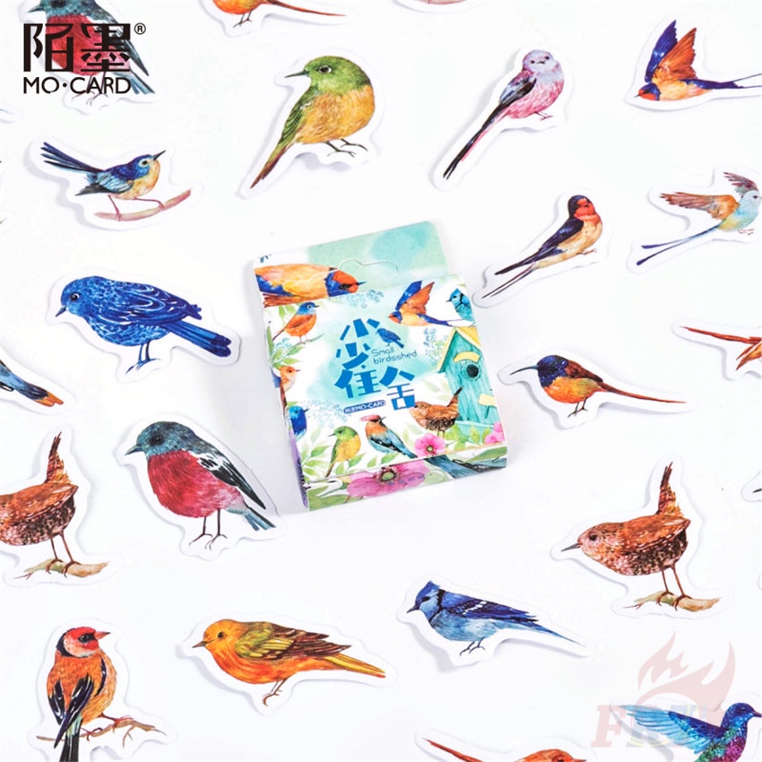 ❉ Hình Dán Con Chim Đầy Màu Sắc ❉ Hộp 45 Miếng Dán Sticker Trang Trí Sổ Lưu Niệm