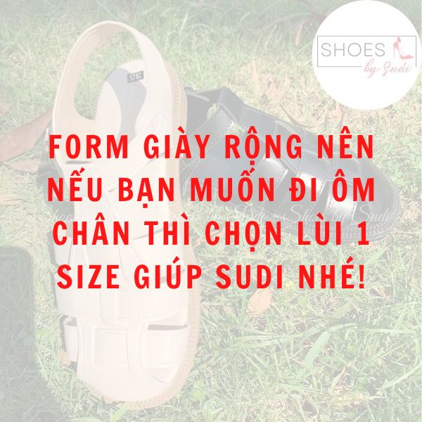 Sandal chiến binh đế bằng quai dọ 2 màu trắng đen khóa cài Sudi Shoes SD065 AHF mẫu dép xăng đan học sinh hot trend 2022