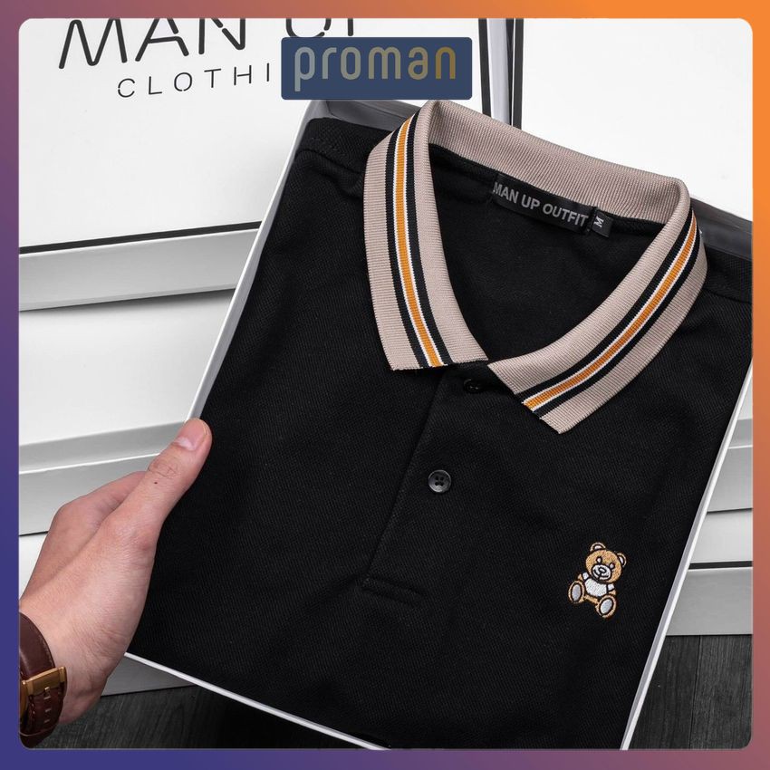 Áo thun Polo nam in GẤU áo Polo nam có cổ Chất Cotton dày dặn co giãn - PROMAN