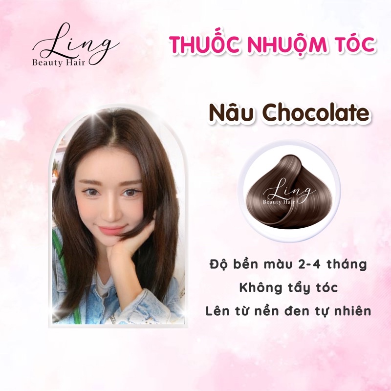 Thuốc nhuộm tóc màu NÂU CHOCOLATE, không tẩy tóc lên từ nền đen tự nhiên