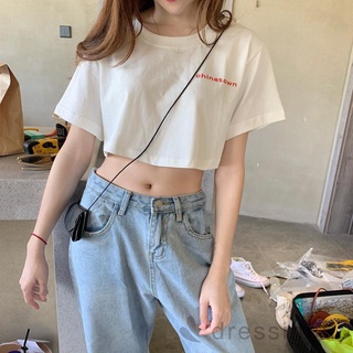 Áo croptop tay ngắn in chữ thiết kế thời trang dành cho nữ