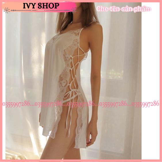 Váy Ngủ Phi Lụa Xẻ Sườn Xương Cá Gợi Cảm - XC170 - Đầm Ngủ Sexy Freesize, BigSize