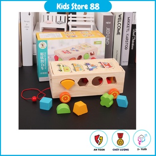 Đồ chơi gỗ thông minh xe kéo thả hình khối kids_store688