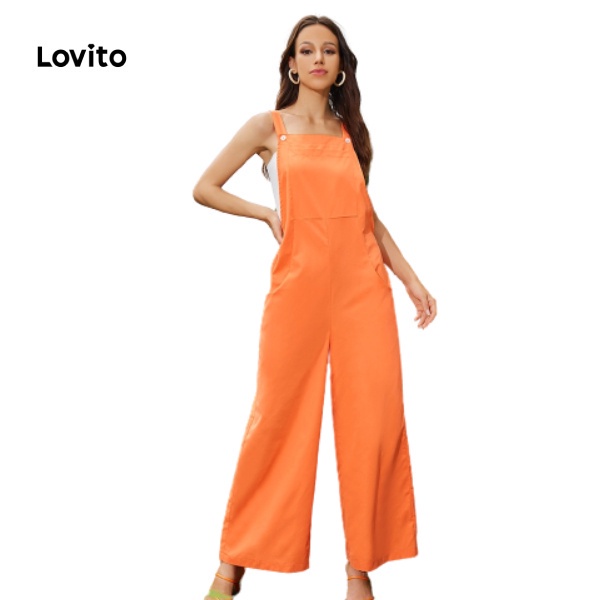 Quần Yếm Lovito Có Túi Màu Trơn L24LD052 (Màu Cam)