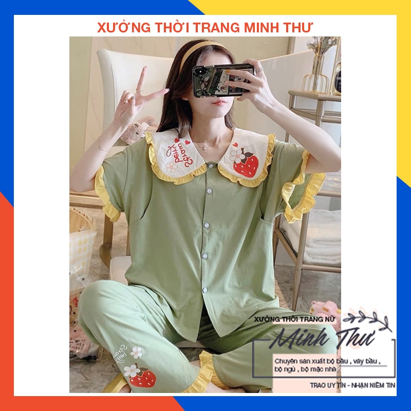 Bộ bầu - bộ sau sinh - chất liệu cotton - kiểu mới thời trang ( lá sen quả Dâu Dài )