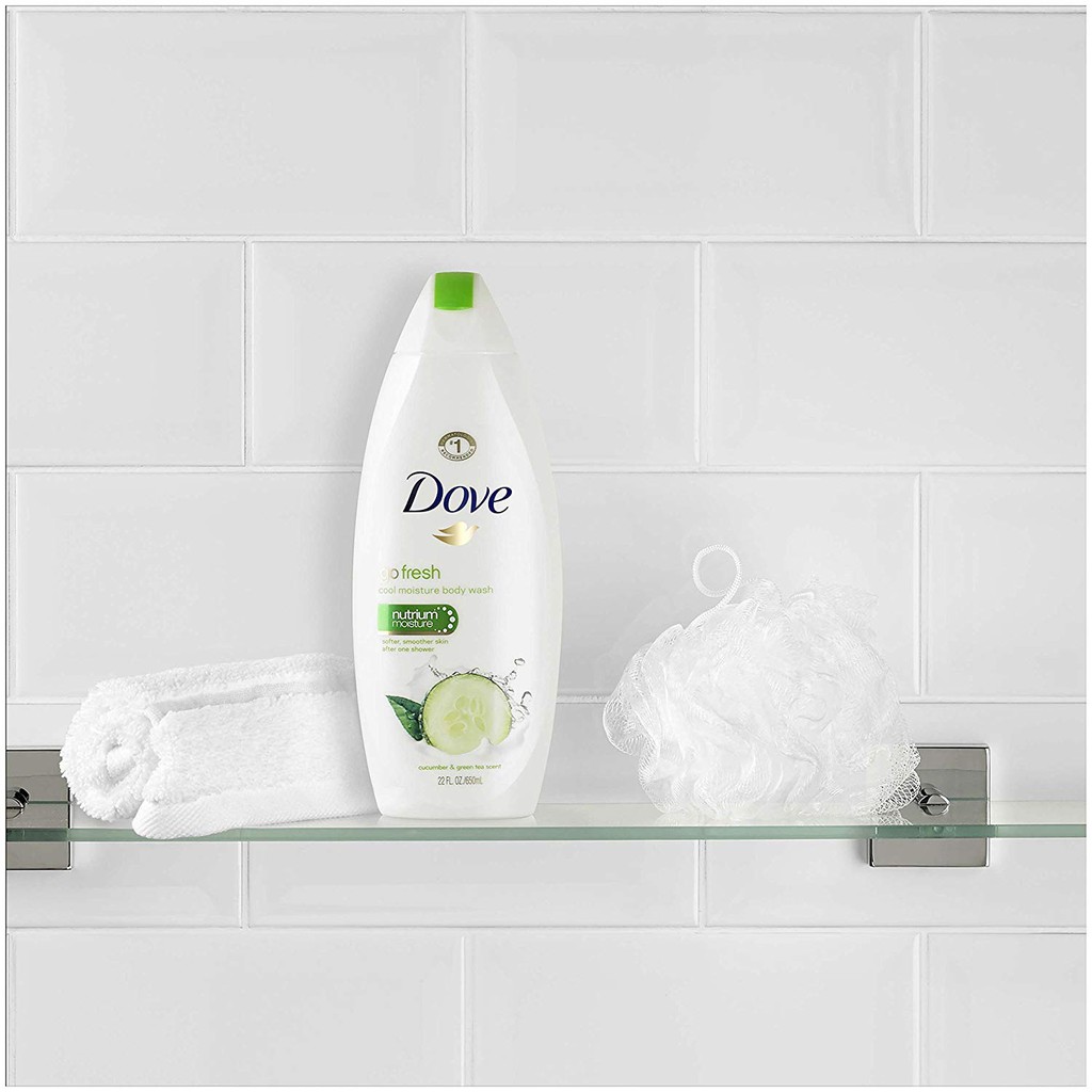 Sữa tắm dưỡng ẩm da hương dưa leo & trà xanh Dove Sulfate Free Body Wash Go Fresh Cucumber and Green Tea 650ml (Mỹ)