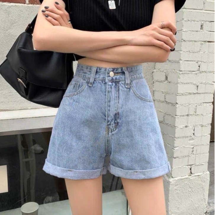 Quần Sooc Bò Jeans Nữ TDSHOPNT Thiết Kế Cạp Cao Một Khuy Đủ 3 Màu Cá Tính - QS33